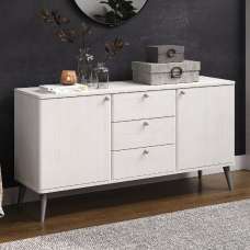 Avoch Wooden Sideboard With 2 Doors 3 Drawers In White - UK