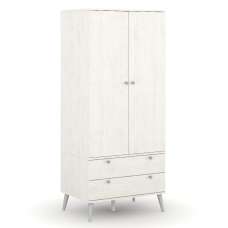 Avoch Wooden Wardrobe With 2 Doors 2 Drawers In White - UK