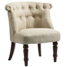 Avondale Fabric Accent Chair With Wooden Legs In Beige - UK