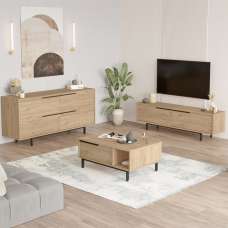 Avoris Wooden Living Room Furniture Set in Oak - UK