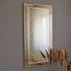 Avyra Glass Diamond Pattern Wall Mirror in Bronze - UK