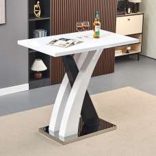 Axara High Gloss Bar Table Rectangular In White And Black - UK