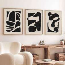 Axiom Wooden 20x30cm Primitive Art Frame Set of 3 in Black and White - UK