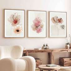 Axiom Wooden 30x40cm Wildflower Splatter Art Frame Set of 3 in Multicolour - UK