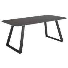 Axton Ceramic Dining Table With Steel Legs - Black - UK