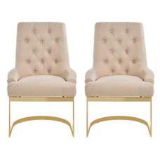 Azaltro Natural Linen Fabric Dining Chairs In Pair - UK