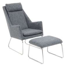 Azaltro Fabric Bedroom Chair With Footstool In Grey - UK