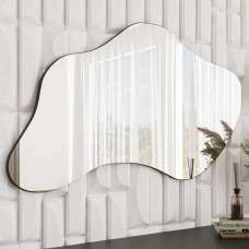 Azeila Wavy Organic Wall Mirror with Black Wooden Frame - UK