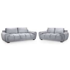 Aztec Plush Velvet 3+2 Seater Sofa Set In Grey - UK