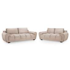 Aztec Plush Velvet 3+2 Seater Sofa Set In Mocha - UK