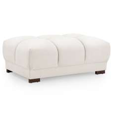 Aztec Plush Velvet Foot Stool In Cream - UK