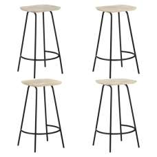 Azul Set Of 4 Wooden Bar Stools With Black Frame In Natural - UK