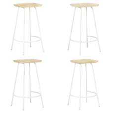 Azul Set Of 4 Wooden Bar Stools With White Frame In Natural - UK