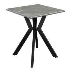 Azure Ceramic Square Side Table In Matte Grey - UK