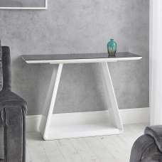 Azurro Glass Console Table In Black And High Gloss White - UK