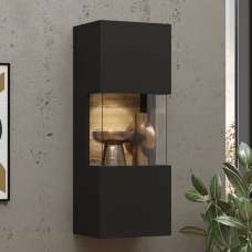 Azusa Wooden Display Cabinet Wall Hung In Matt Black - UK