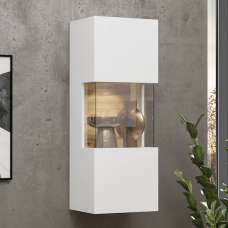 Azusa Wooden Display Cabinet Wall Hung In Matt White - UK