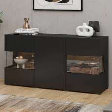 Azusa Wooden Sideboard With 3 Doors In Matt Black - UK
