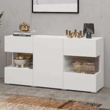 Azusa Wooden Sideboard With 3 Doors In Matt White - UK