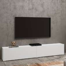 Azusa Wooden TV Stand With Pull-Down Door In Matt White - UK