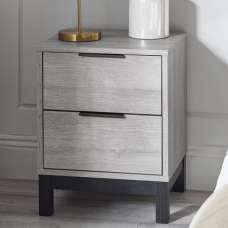 Baara Wooden Bedside Cabinet With 2 Drawers In Grey Oak - UK