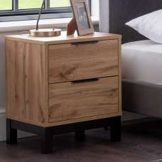 Baara Wooden Bedside Cabinet With 2 Drawers In Oak - UK