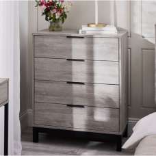 Baara Wooden Chest Of 4 Drawers In Grey Oak - UK