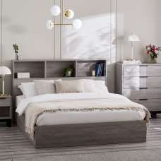 Baara Wooden Ottoman Storage Double Bed In Grey Oak - UK