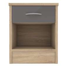 Babylon Wooden Bedside Cabinet With 1 Grey Gloss Drawer In Oak - UK
