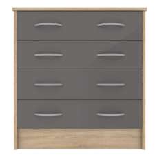 Babylon Wooden Chest Of 4 Grey Gloss Drawers In Oak - UK