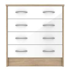Babylon Wooden Chest Of 4 White Gloss Drawers In Oak - UK