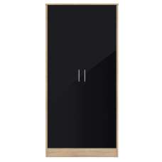 Babylon Wooden Wardrobe With 2 Black Gloss Doors In Oak - UK