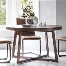 Bahia Wooden Round Dining Table In Brown - UK
