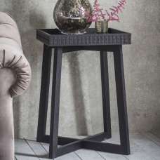 Bahia Square Wooden Side Table In Matt Black Charcoal - UK