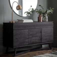 Bahia Wooden Sideboard With 3 Doors In Matt Black Charcoal - UK