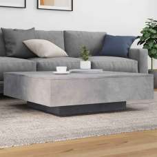 Baina 100cm Square Wooden Coffee Table With LED Light - Concrete Grey - UK