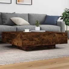 Baina 100cm Square Wooden Coffee Table With LED Light - Smoked Oak - UK