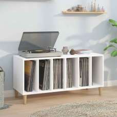 Baina 100cm Wooden Filing Cabinet With 6 Shelves And Oak Legs - White - UK