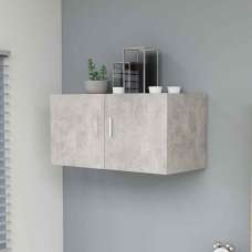 Baina 80cm Wall Hung Wooden Storage Cabinet With 2 Doors - Concrete Grey - UK
