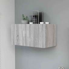 Baina 80cm Wall Hung Wooden Storage Cabinet With 2 Doors - Grey Sonoma - UK