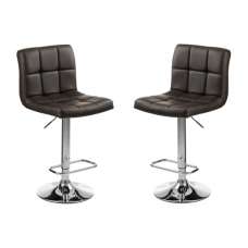 Baino Black Faux Leather Bar Chairs With Chrome Base In A Pair - UK