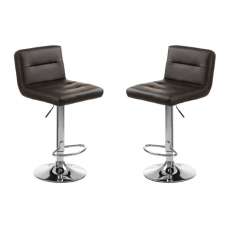 Baino Black Leather Bar Chairs With Chrome Base In A Pair - UK