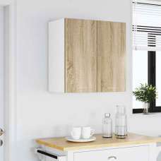 Baina Wall Hung Wooden Storage Cabinet With 2 Doors - Sonoma Oak/White - UK