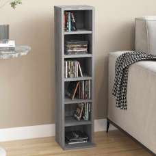 Baina Wooden Bookcase With 6 Shelves - Grey Sonoma - UK