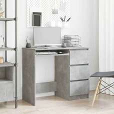 Baina Wooden Computer Desk With 3 Drawers - Concrete Grey - UK