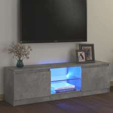 Baina 120cm Wooden TV Stand With 2 Doors And LED Lighting - Concrete Grey - UK