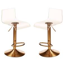 Baino Clear Acrylic Bar Chairs With Gold Base In Pair - UK
