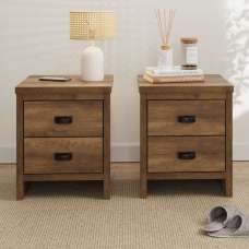 Balcombe Knotty Oak Wooden Bedside Cabinets In Pair - UK