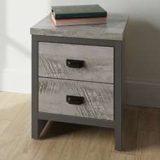 Balcombe Wooden Bedside Cabinet With 2 Drawers In Grey - UK