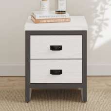 Balcombe Wooden Bedside Cabinet With 2 Drawers - White - UK